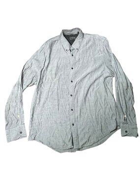 Rag & Bone Mens Gray Herringbone Button-Up Shirt XL Fit 2 Casual Long Sleeve
